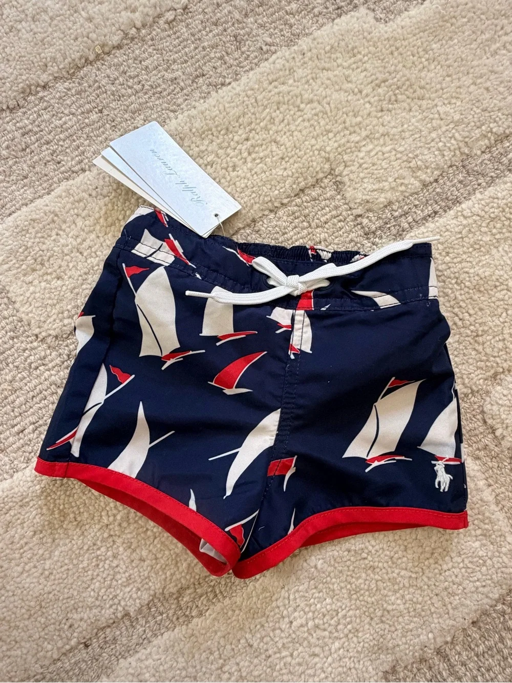 Ralph Lauren Navy, Red & White Sailboat Swim Shorts